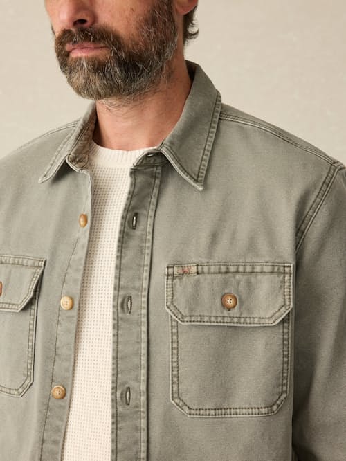 on model image of Sunwashed Shirt Jacket