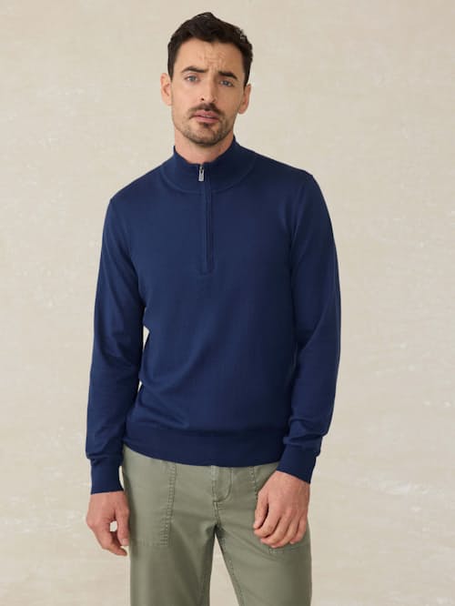 on model image of Movement Quarter Zip Sweater
