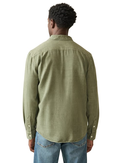 on model image of Tried and True Chambray Work Shirt