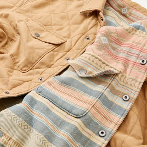laydown detail image of Doug Good Feather Reversible Bondi Jacket