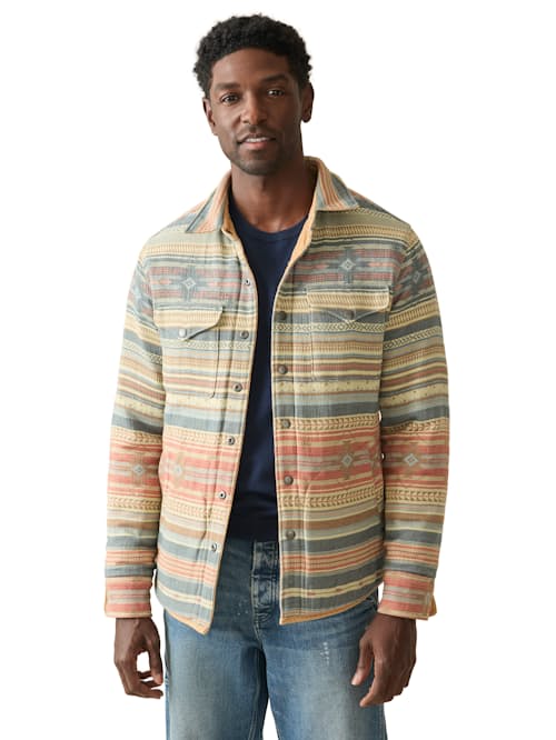 on model image of Doug Good Feather Reversible Bondi Jacket