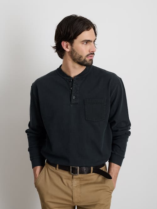 on model image of Alan Heavyweight Jersey Henley