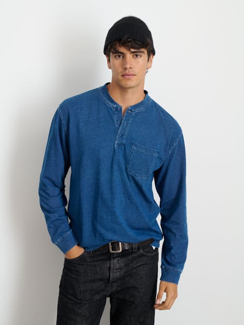 on model image of Alan Heavyweight Jersey Henley