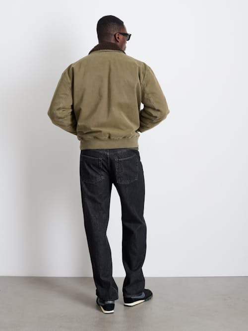 on model image of Canvas Flight Sherpa Collar Jacket