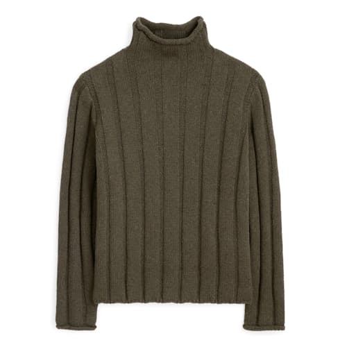 laydown image of Ribbed Roll Neck Sweater