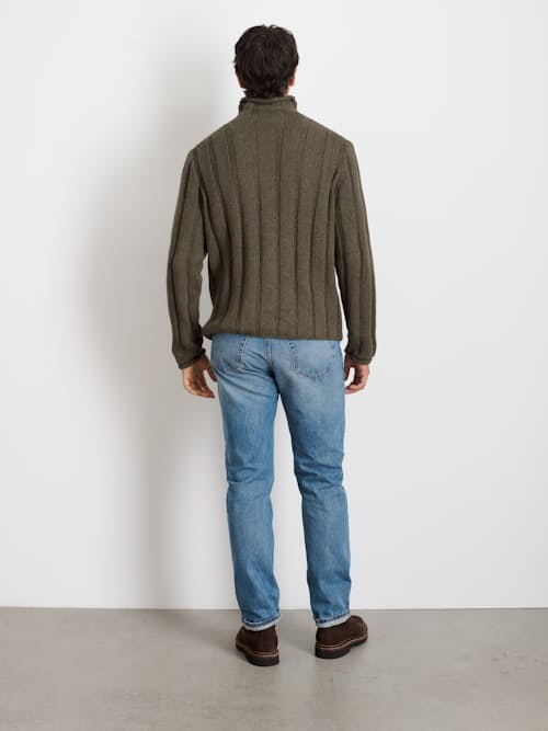 on model image of Ribbed Roll Neck Sweater