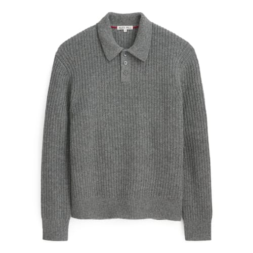 laydown image of Highland Wool Collared Polo Sweater
