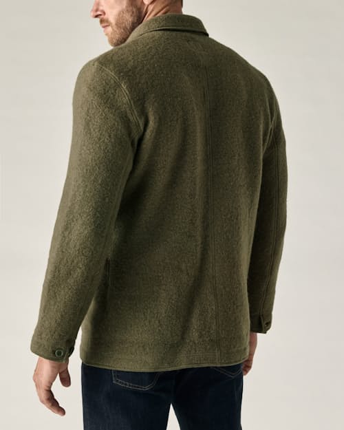 on model image of Boiled Wool Chore Blazer
