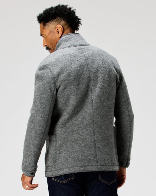 on model image of The Boiled Wool Chore Blazer