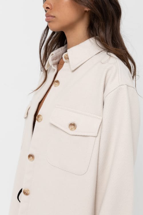on model image of Women's Classic Minimal Shacket