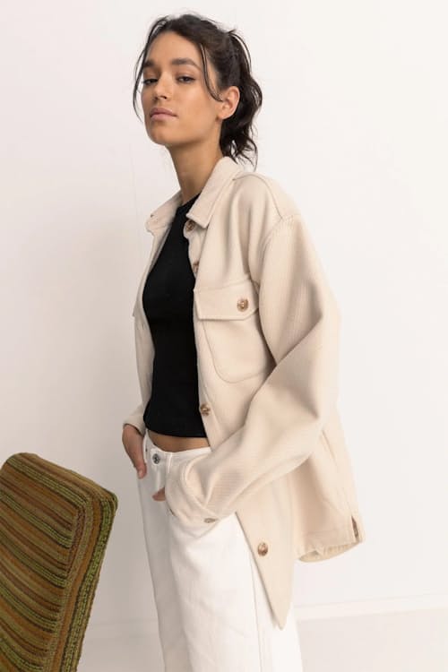 on model image of Women's Classic Minimal Shacket