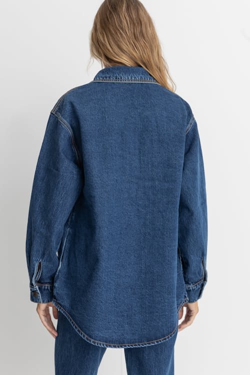 on model image of Women's Oversized Denim Shacket
