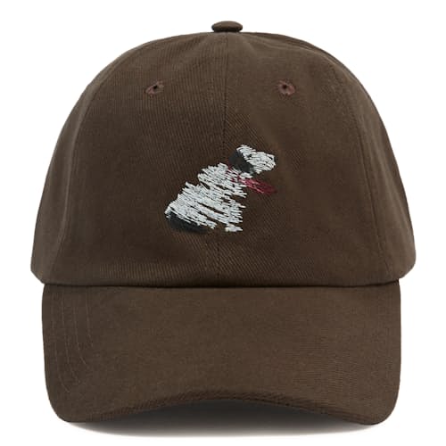 laydown image of Embroidered Dog Heavy Twill Baseball Hat