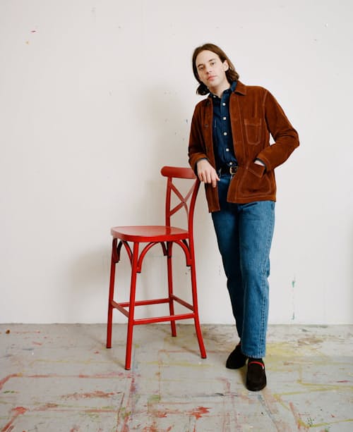 lifestyle image of Suede Five Pocket Chore Jacket