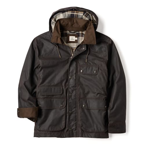 laydown image of Flannel-Lined Waxed Hudson Jacket