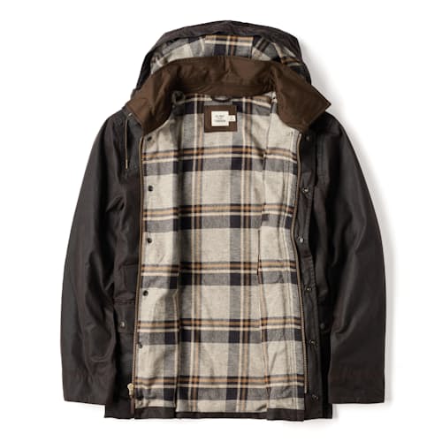 laydown image of Flannel-Lined Waxed Hudson Jacket