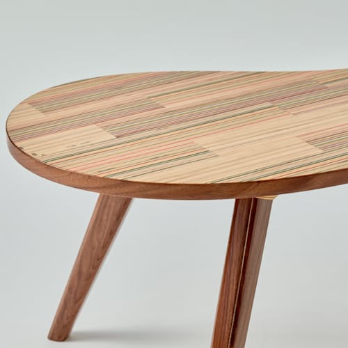 laydown detail image of Handmade Recycled Skateboard Bean Table