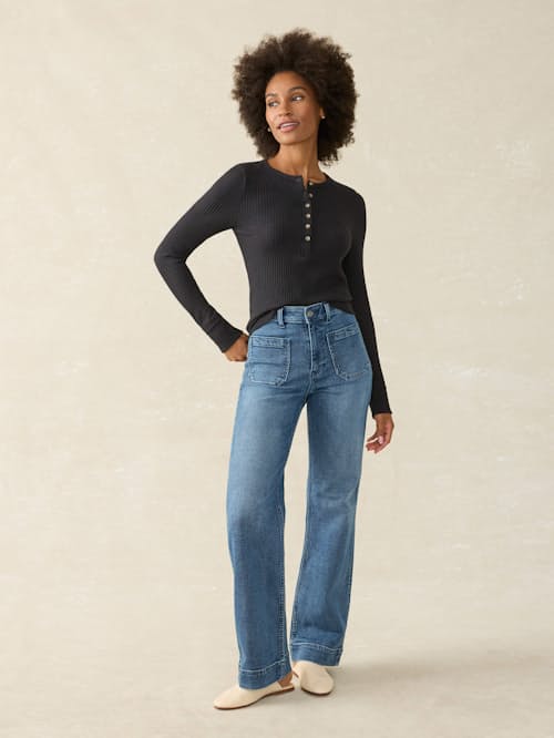 on model image of Women's Legend Apres Waffle Henley