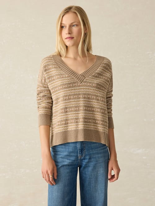 on model image of Women's Highland Fair Isle Sweater