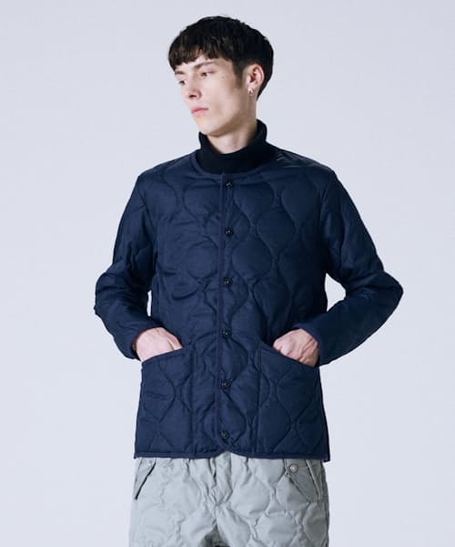on model image of Military Crew Down Insulated Jacket