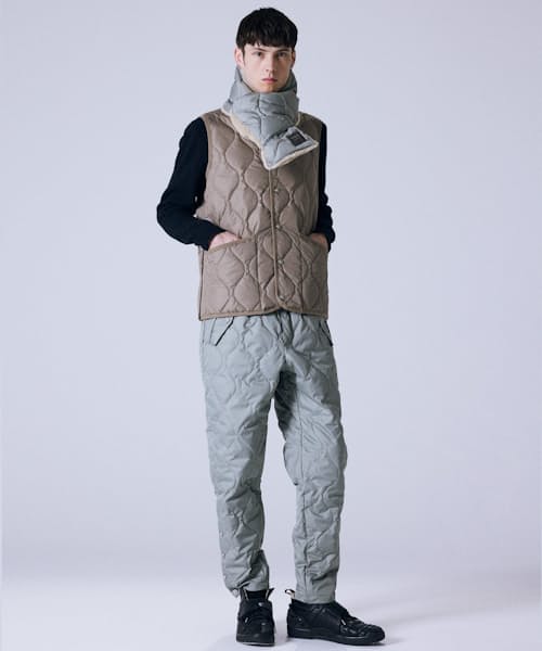 on model image of Military Crewneck Down Insulated Vest