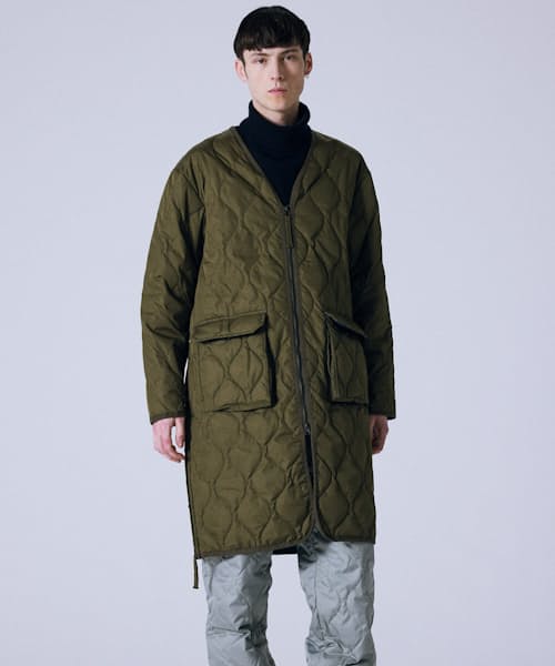 on model image of Military Down Insulated Long Jacket