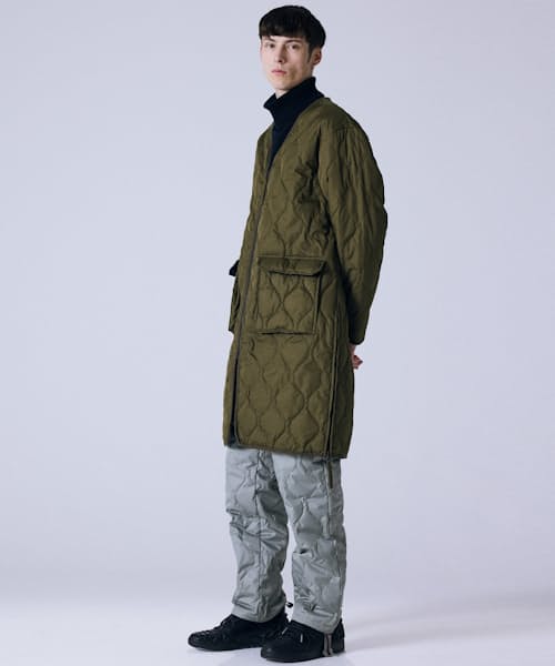on model image of Military Down Insulated Long Jacket