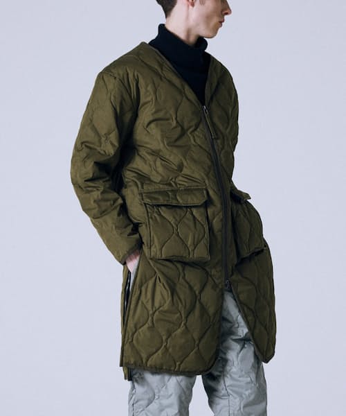on model image of Military Down Insulated Long Jacket