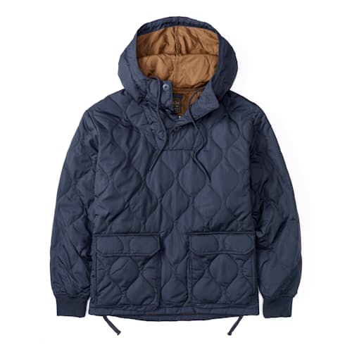 laydown image of Military Down Insulated Pullover Hoodie Jacket