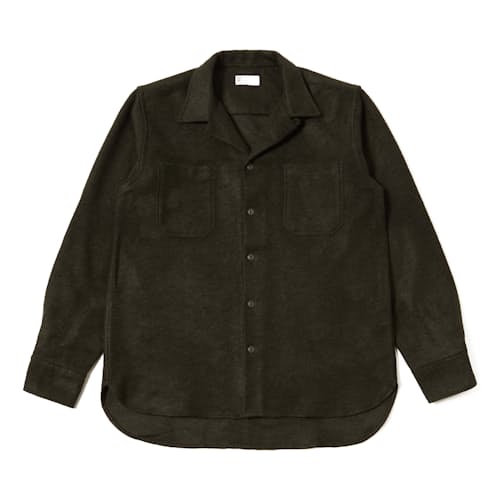 laydown image of Wool Blend Camp Collar Work Shirt