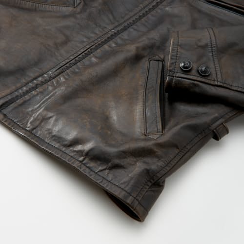 laydown detail image of Lynton Moto Leather Jacket