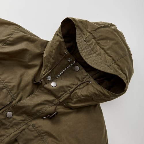 laydown detail image of Durham Re-Engineered Waxed Jacket