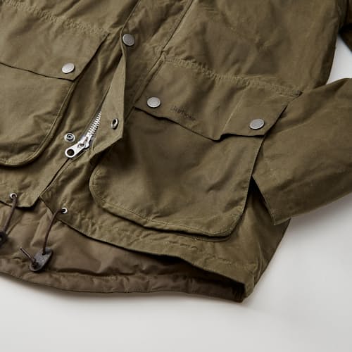 laydown detail image of Durham Re-Engineered Waxed Jacket