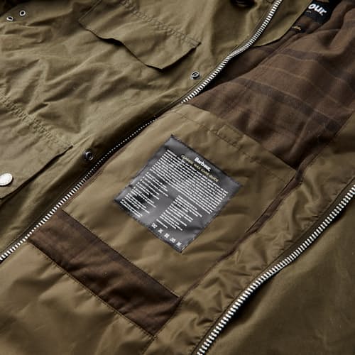 laydown detail image of Durham Re-Engineered Waxed Jacket
