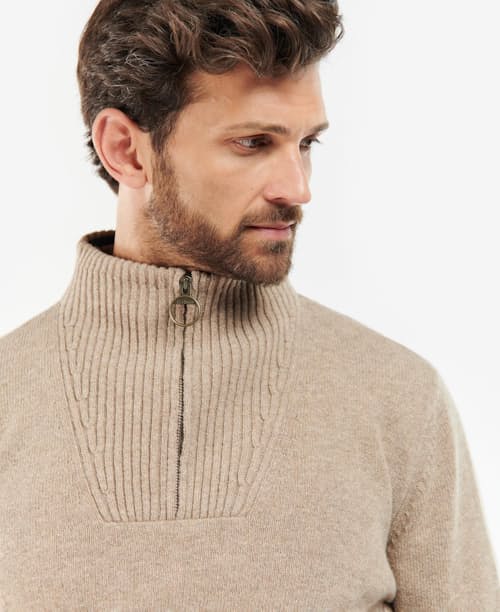 on model image of Nelson Quarter Zip Sweater