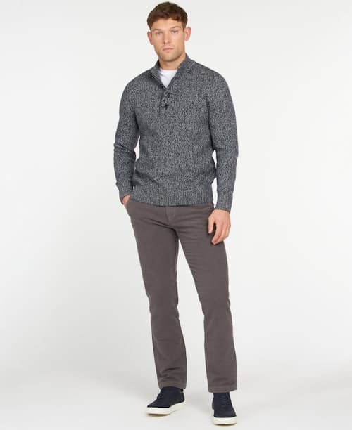 on model image of Sid Buttoned Half Zip Sweater