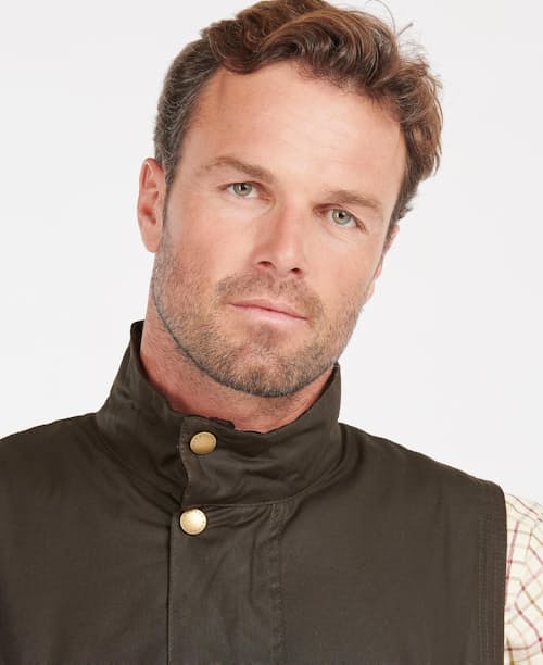 on model image of Westmoreland Waxed Vest
