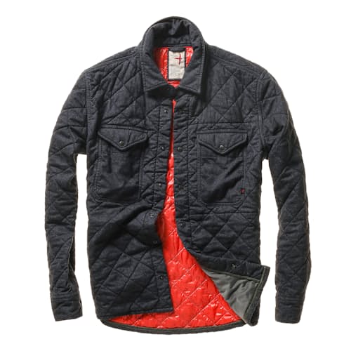 laydown image of Tick Weave Quilted Shirt Jacket