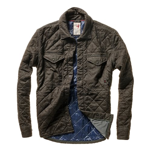laydown image of Tick Weave Quilted Shirt Jacket
