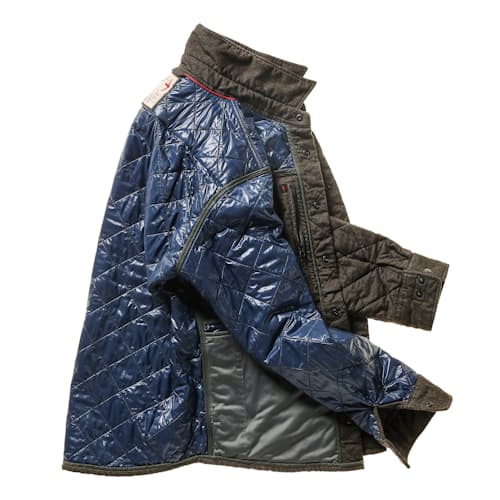 laydown image of Tick Weave Quilted Shirt Jacket