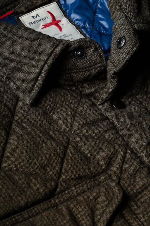laydown detail image of Tick Weave Quilted Shirt Jacket