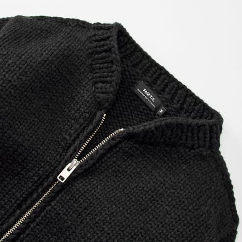 laydown detail image of Handknit Cowichan Bomber Sweater