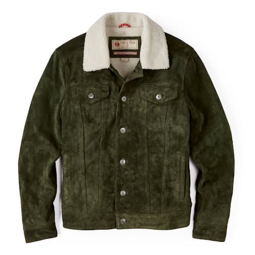 laydown image of Open Road Suede Trucker Jacket