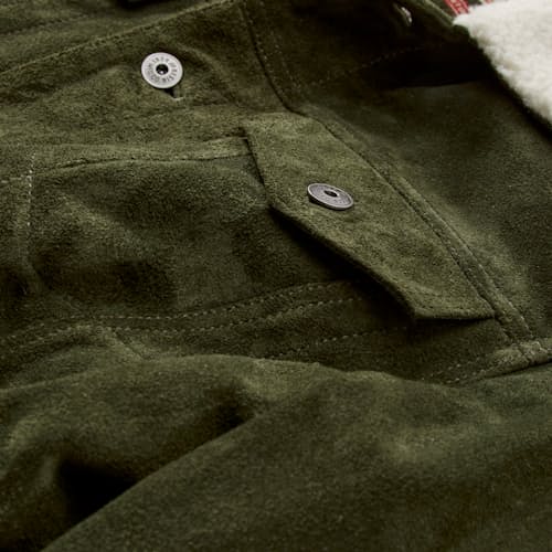 laydown detail image of Open Road Suede Trucker Jacket