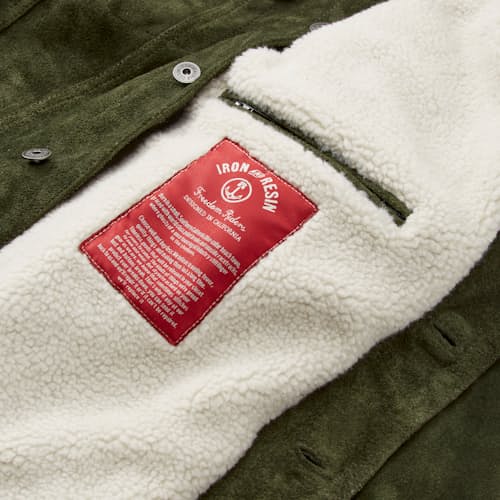 laydown detail image of Open Road Suede Trucker Jacket