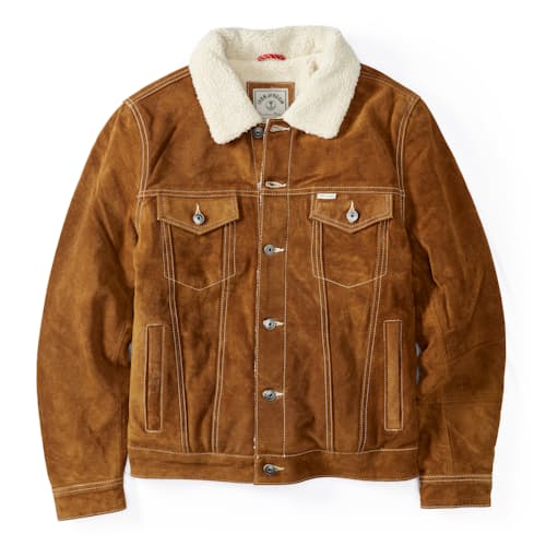 laydown image of Open Road Suede Trucker Jacket