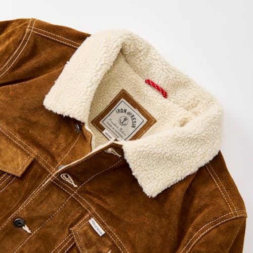 laydown detail image of Open Road Suede Trucker Jacket