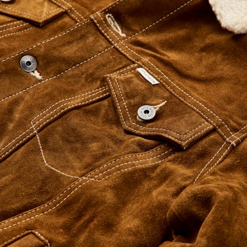 laydown detail image of Open Road Suede Trucker Jacket