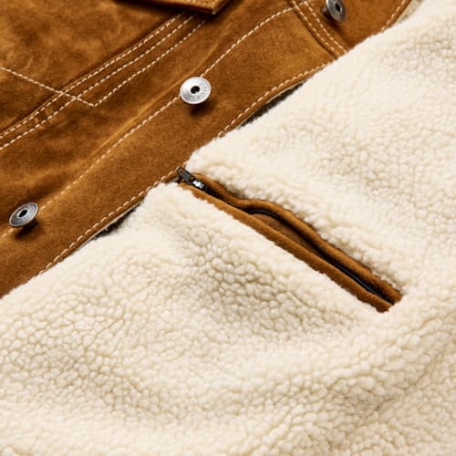 laydown detail image of Open Road Suede Trucker Jacket
