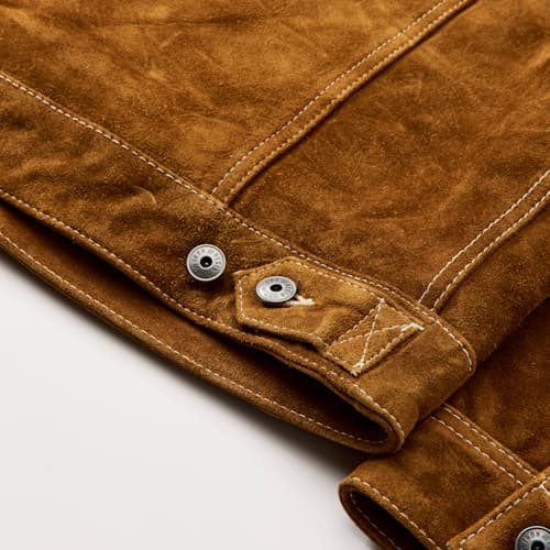 laydown detail image of Open Road Suede Trucker Jacket